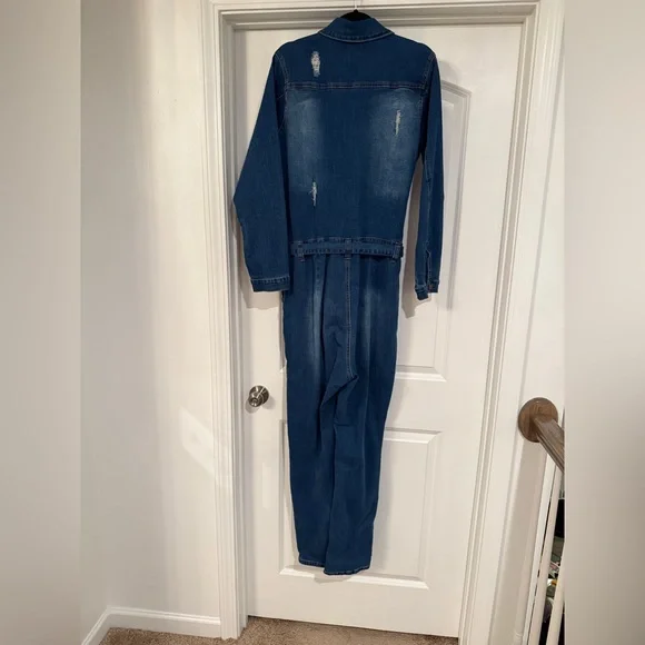 Fashion Nova Blue Denim Jumpsuit - Picture 4 of 4